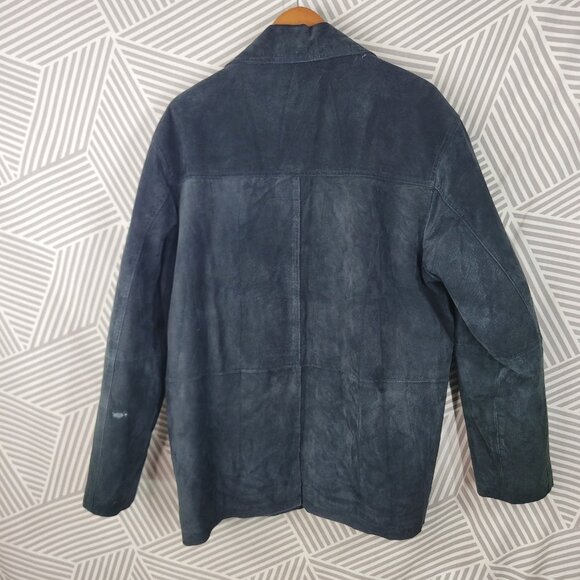 Vintage Suede Leather Sport Coat Jacket Men's Large Black Button Up Mens - Picture 6 of 10